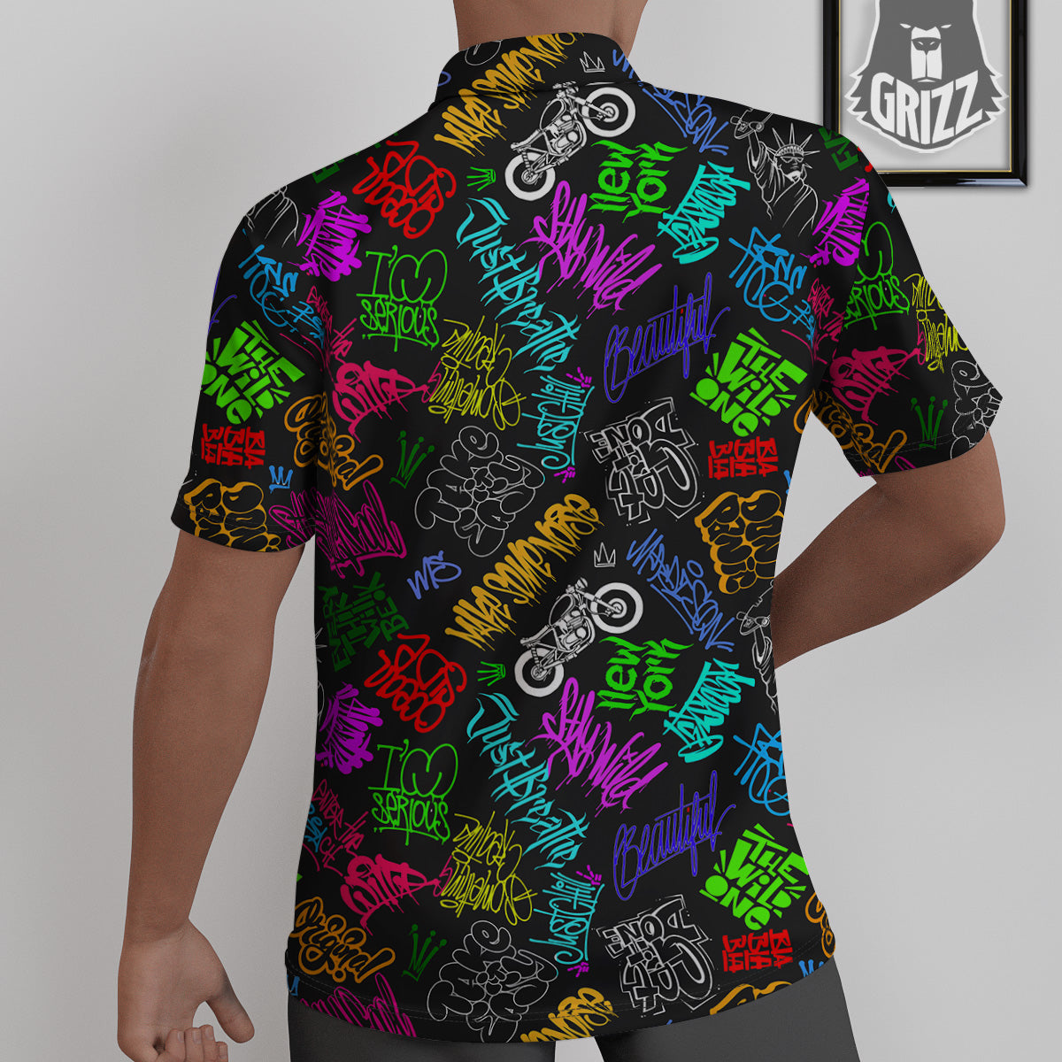 Graffiti Text Colorful Urban Elements Print Pattern Untucked Shirts-grizzshop