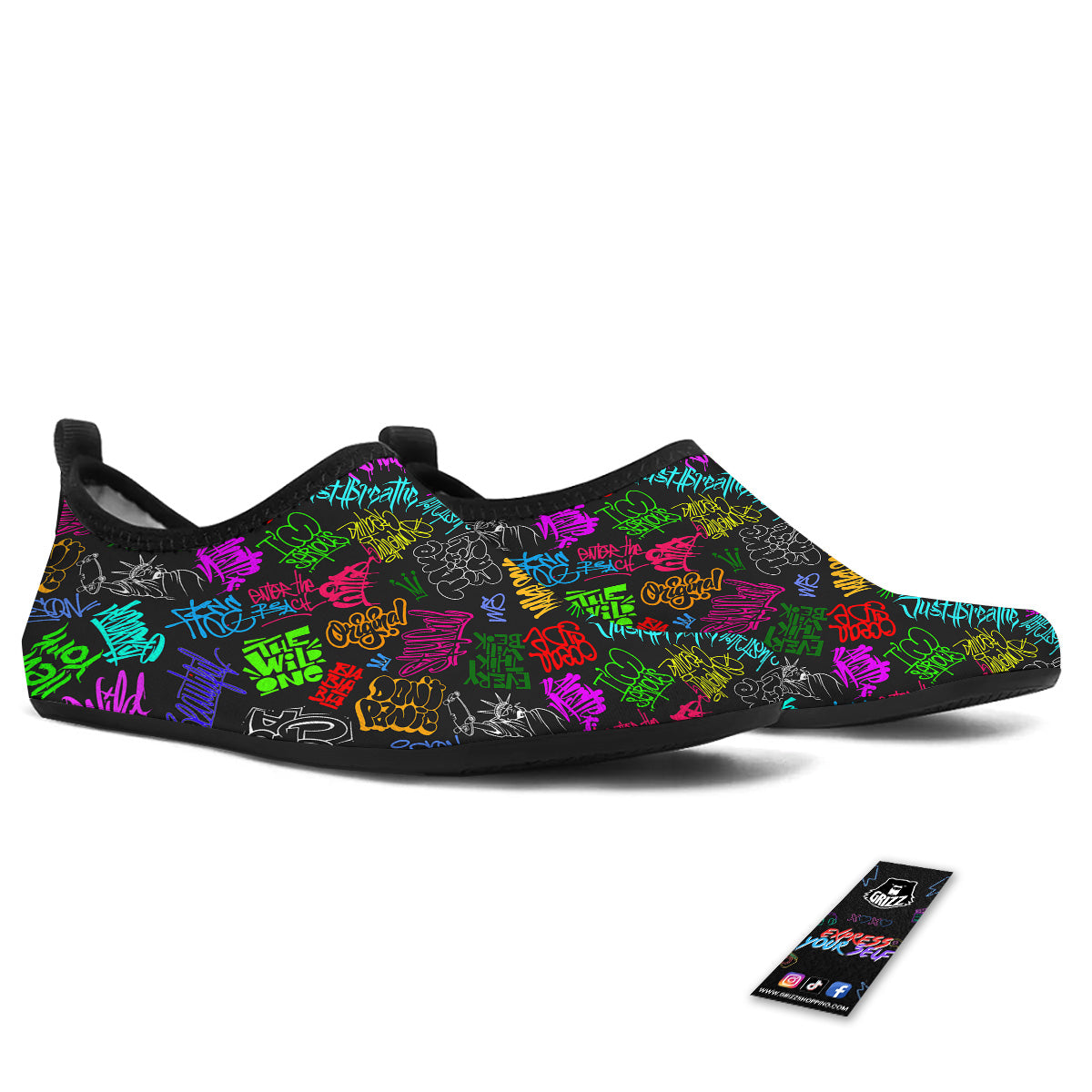 Graffiti Text Colorful Urban Elements Print Pattern Water Shoes-grizzshop