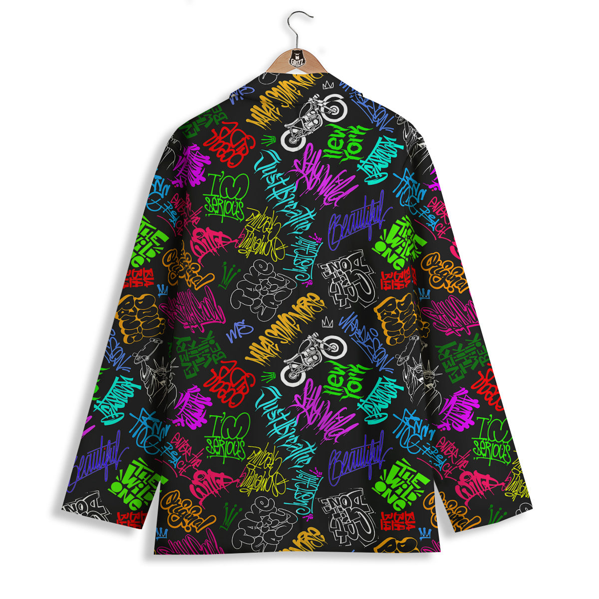 Graffiti Text Colorful Urban Elements Print Pattern Women's Blazer-grizzshop