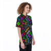 Graffiti Text Colorful Urban Elements Print Pattern Women's Golf Shirts-grizzshop