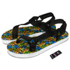 Graffiti Text Print Pattern Black Open Toe Sandals-grizzshop