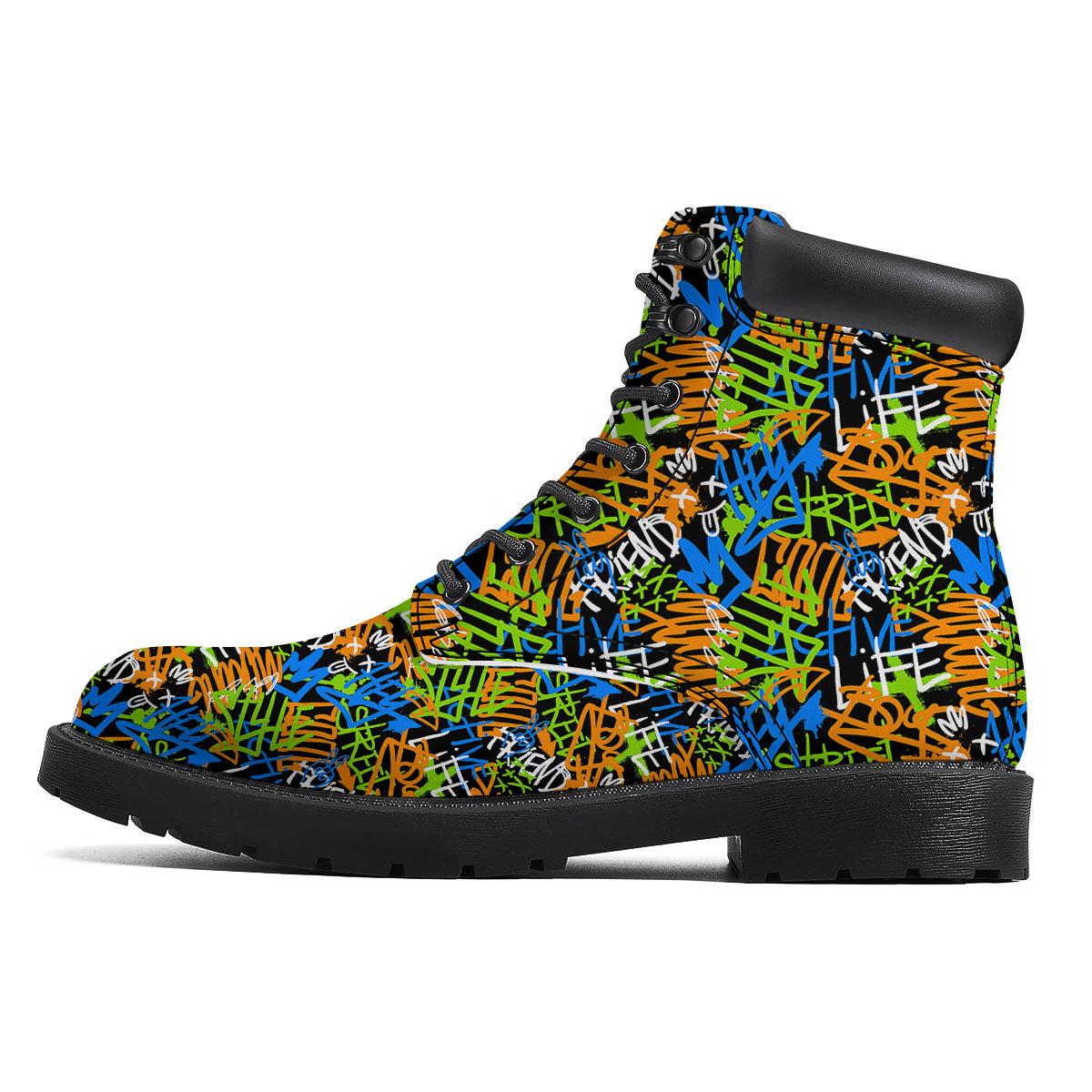 Graffiti Text Print Pattern Boots-grizzshop