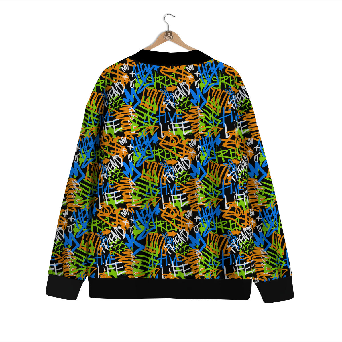 Graffiti Text Print Pattern Cardigan-grizzshop