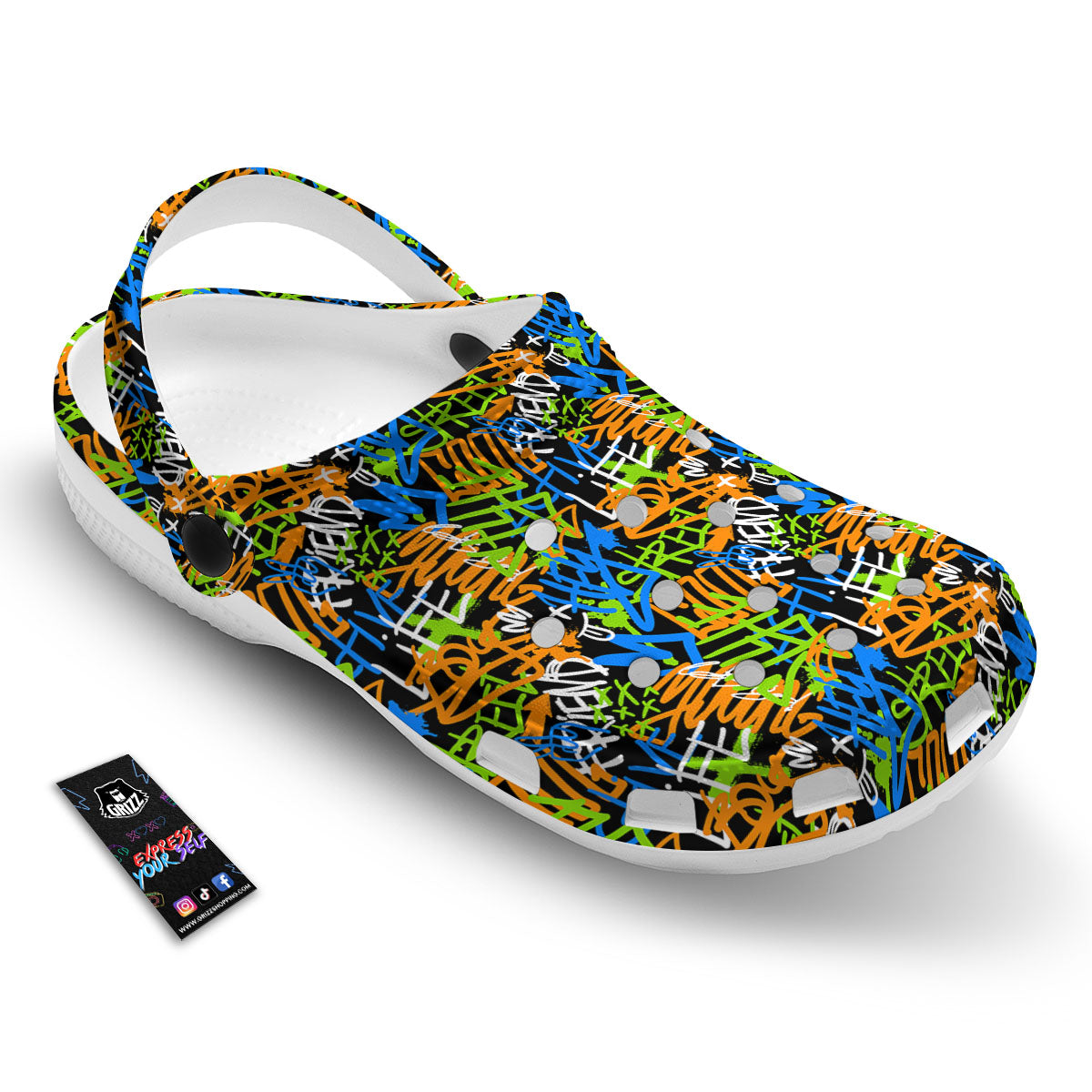 Graffiti Text Print Pattern Clog-grizzshop