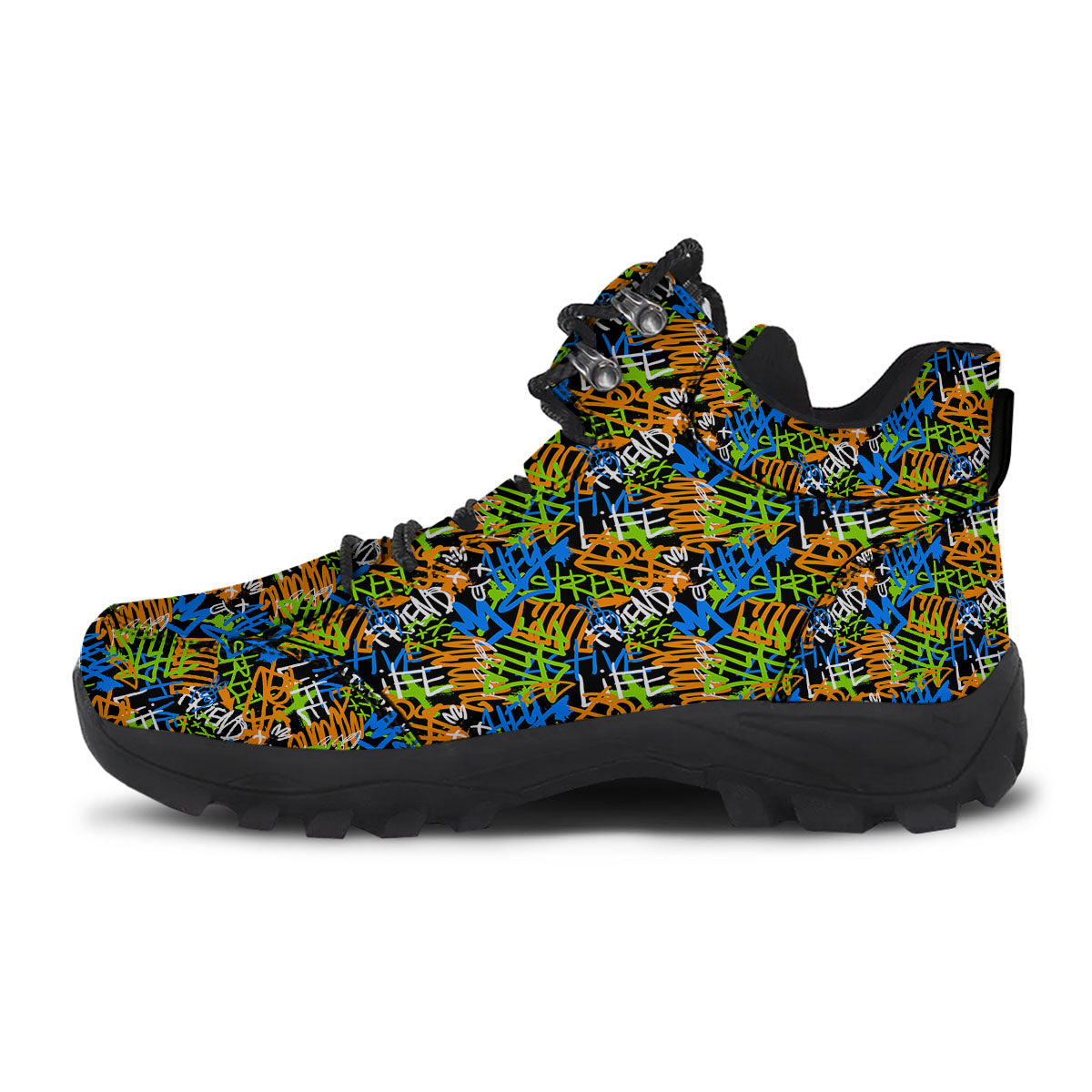 Graffiti Text Print Pattern Hiking Shoes-grizzshop