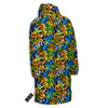 Graffiti Text Print Pattern Long Down Jacket-grizzshop