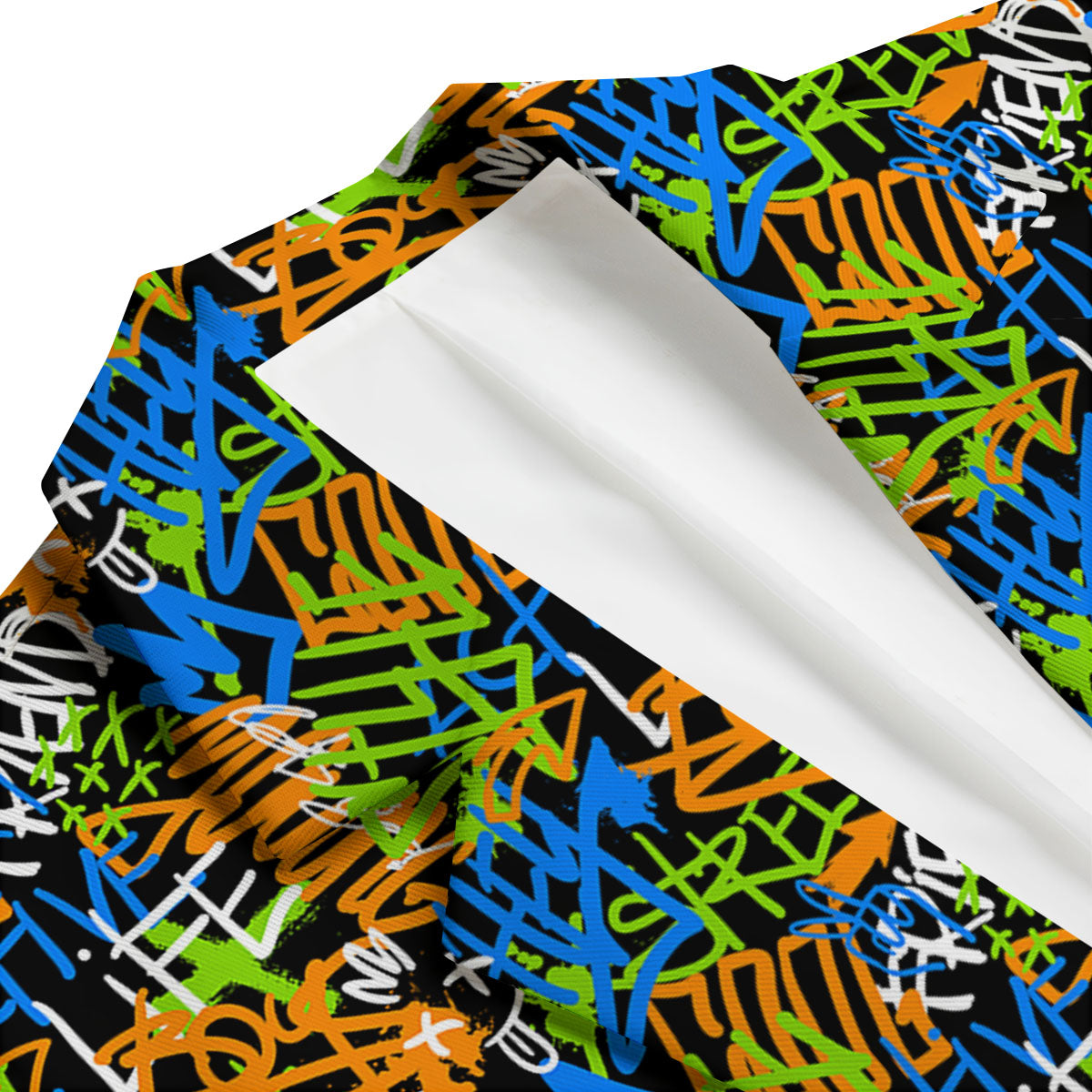 Graffiti Text Print Pattern Men's Blazer-grizzshop