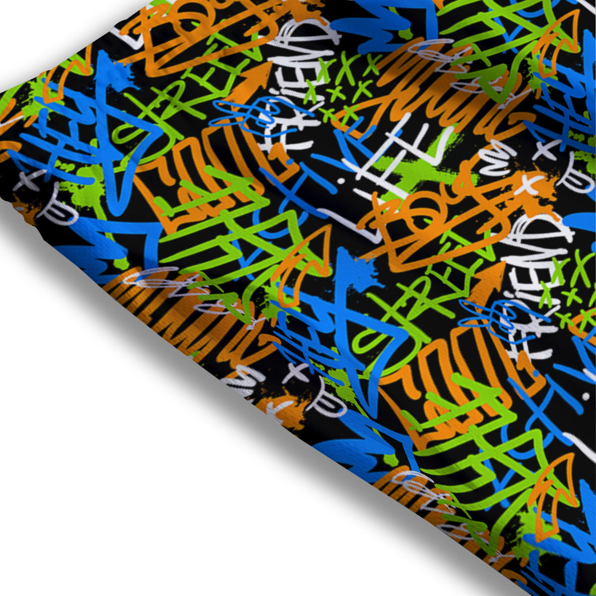 Graffiti Text Print Pattern Mesh Shorts