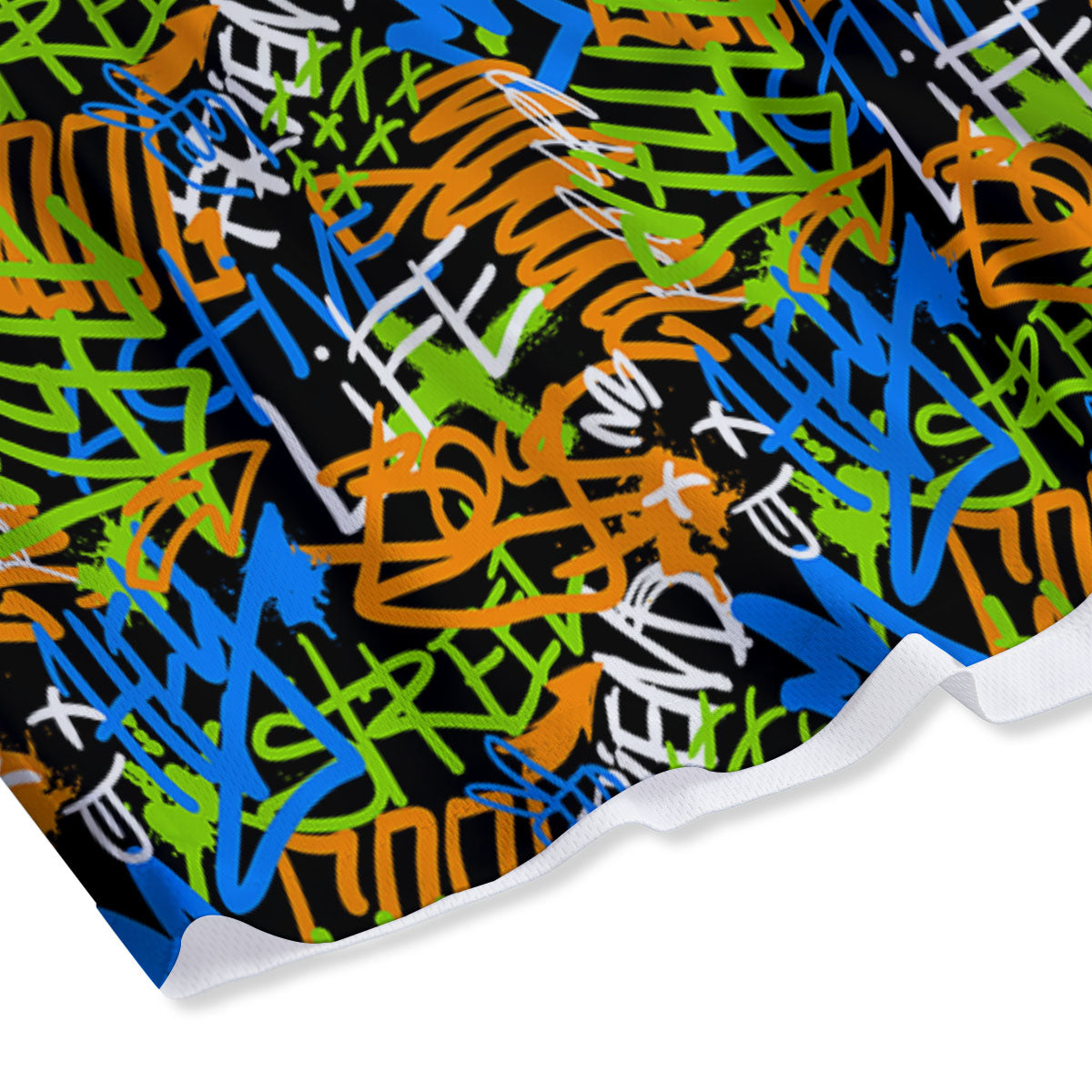 Graffiti Text Print Pattern Mesh Shorts