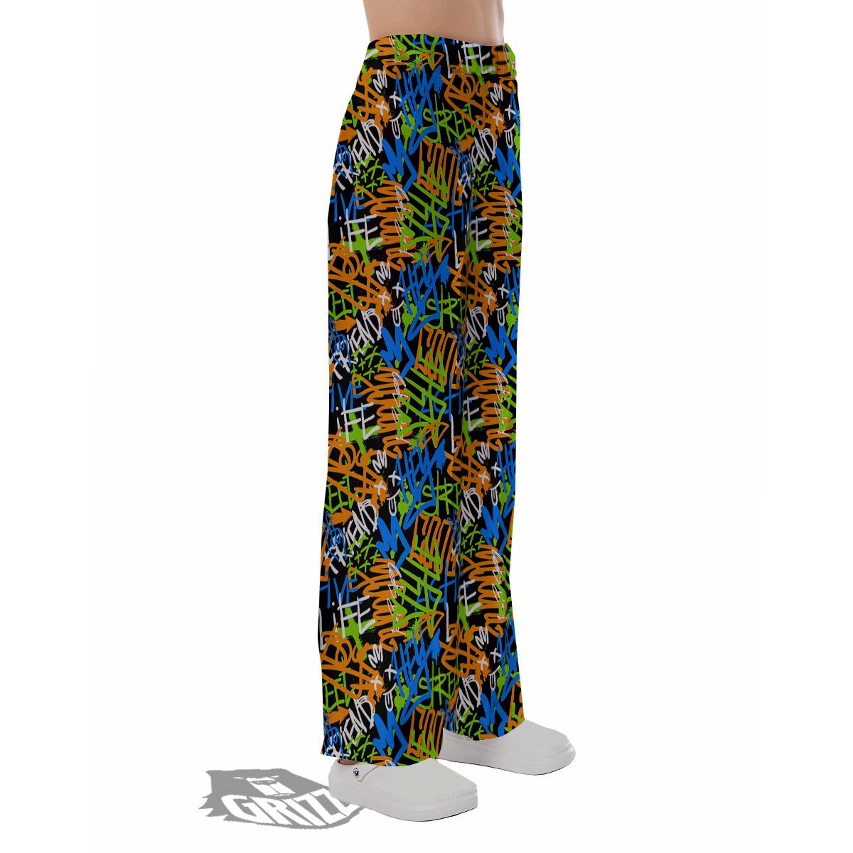 Graffiti Text Print Pattern Pajama Pants-grizzshop