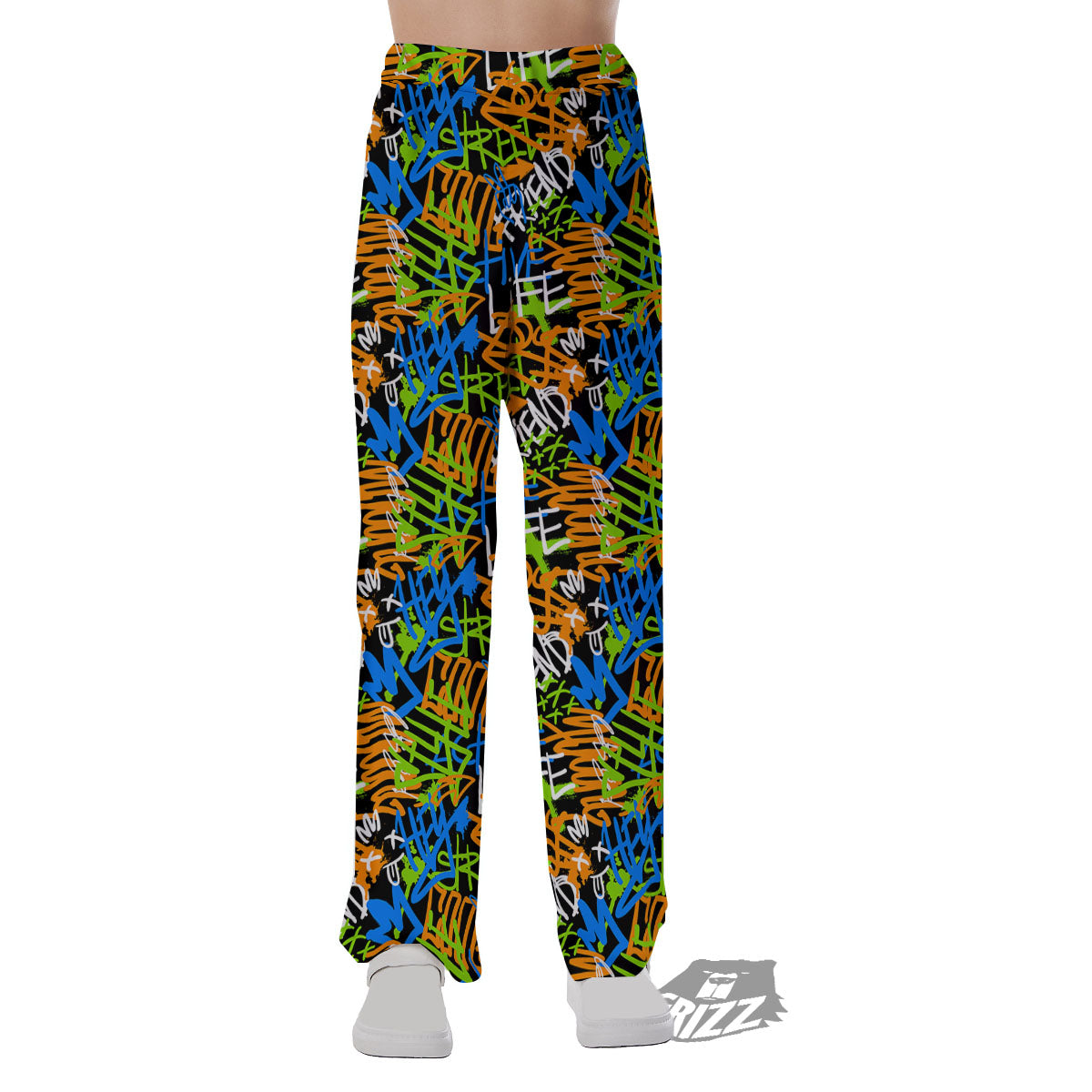 Graffiti Text Print Pattern Pajama Pants-grizzshop