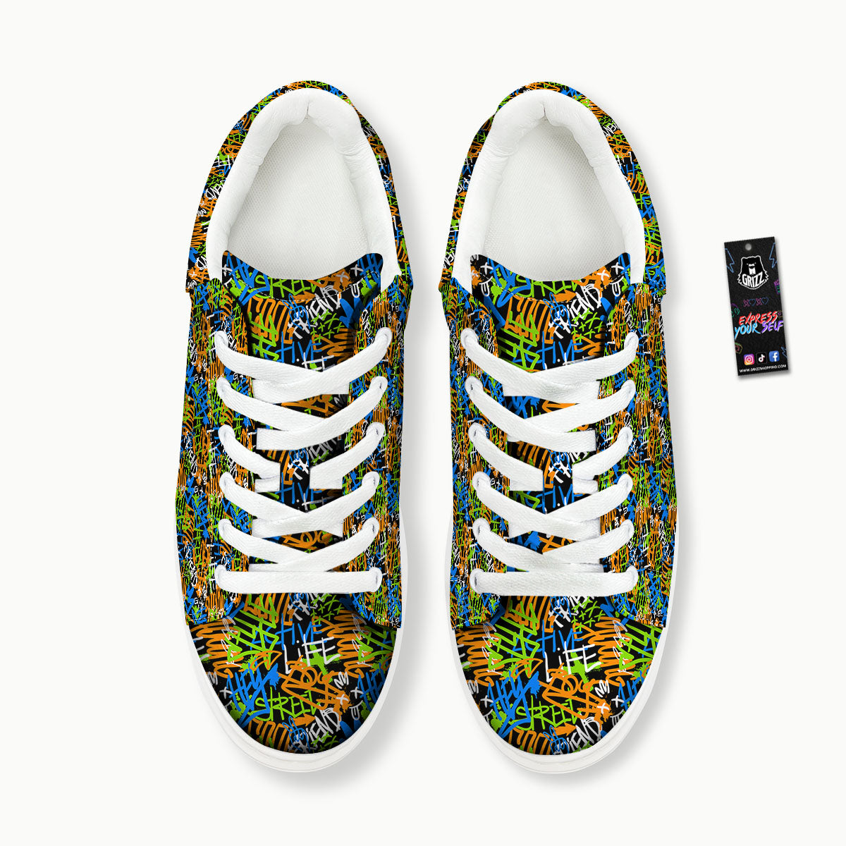 Graffiti Text Print Pattern Platform Shoes-grizzshop