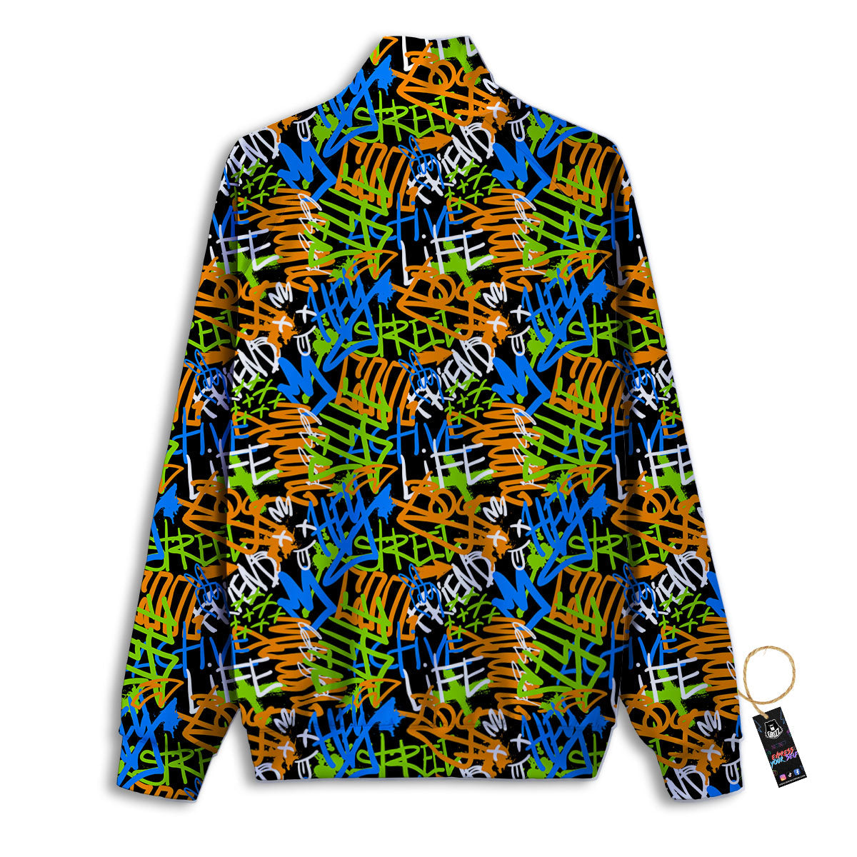 Graffiti Text Print Pattern Track Jacket-grizzshop