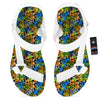 Graffiti Text Print Pattern White Open Toe Sandals-grizzshop