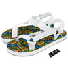 Graffiti Text Print Pattern White Open Toe Sandals-grizzshop