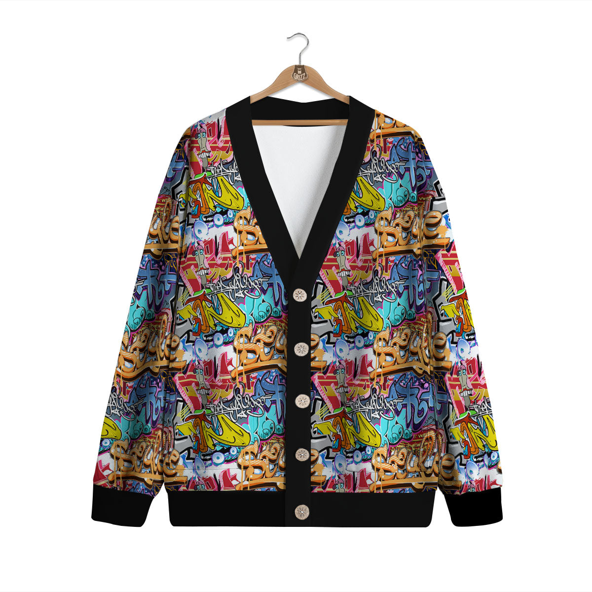 Graffiti Wall Print Cardigan-grizzshop