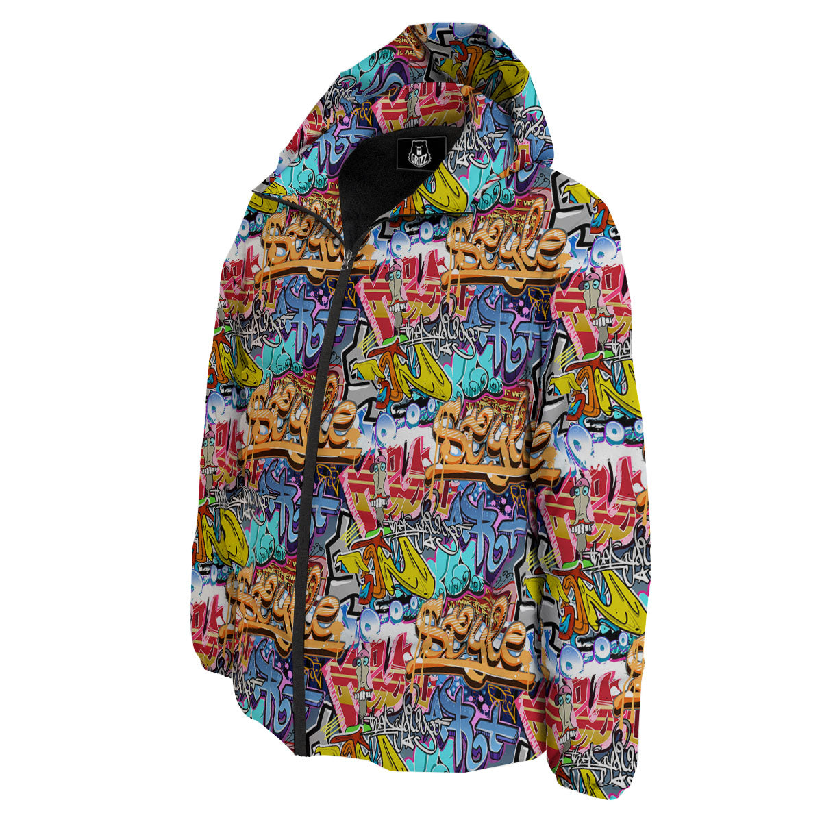 Graffiti Wall Print Down Jacket-grizzshop