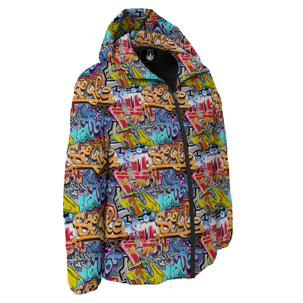 Graffiti Wall Print Down Jacket-grizzshop