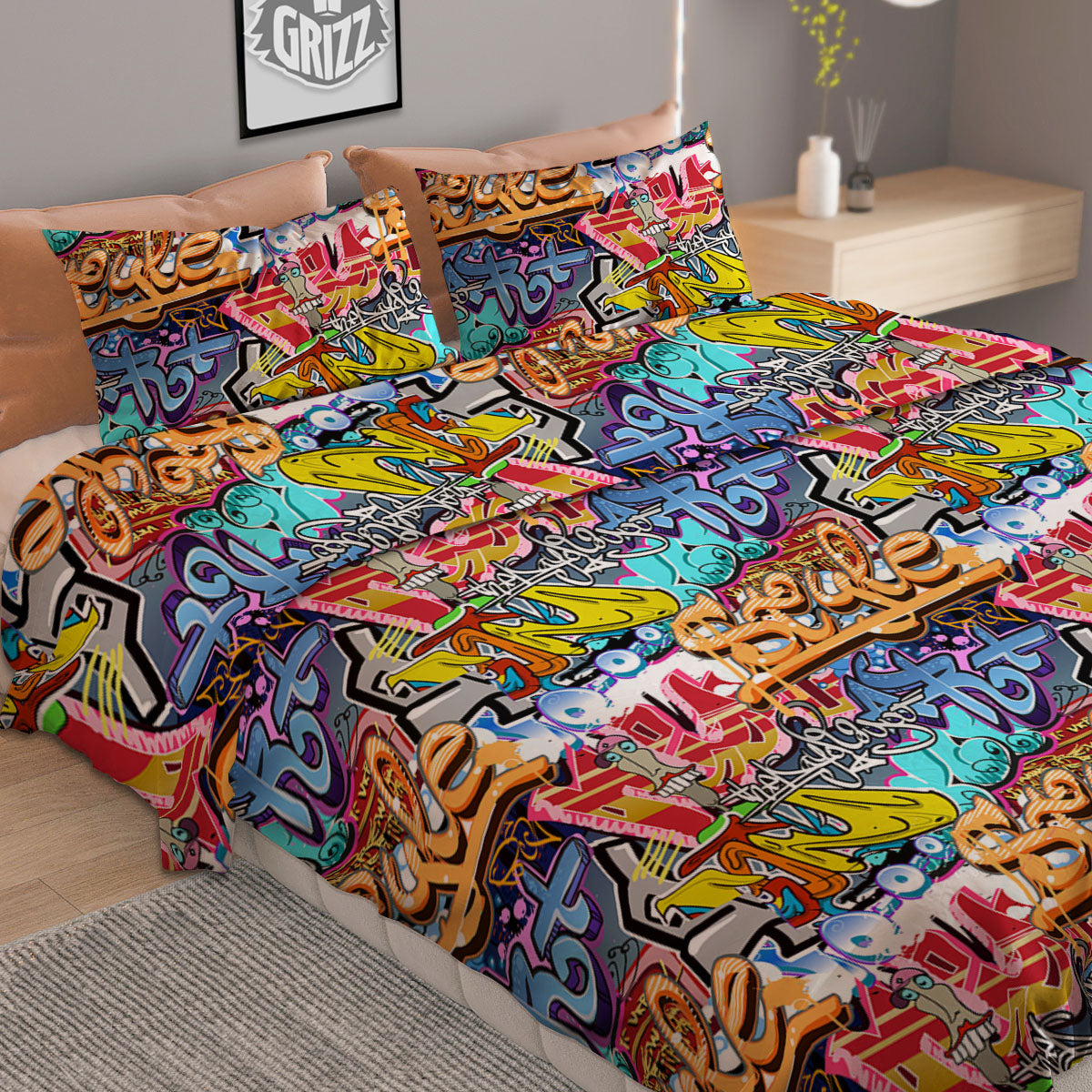 Graffiti Wall Print Duvet Cover Bedding Set