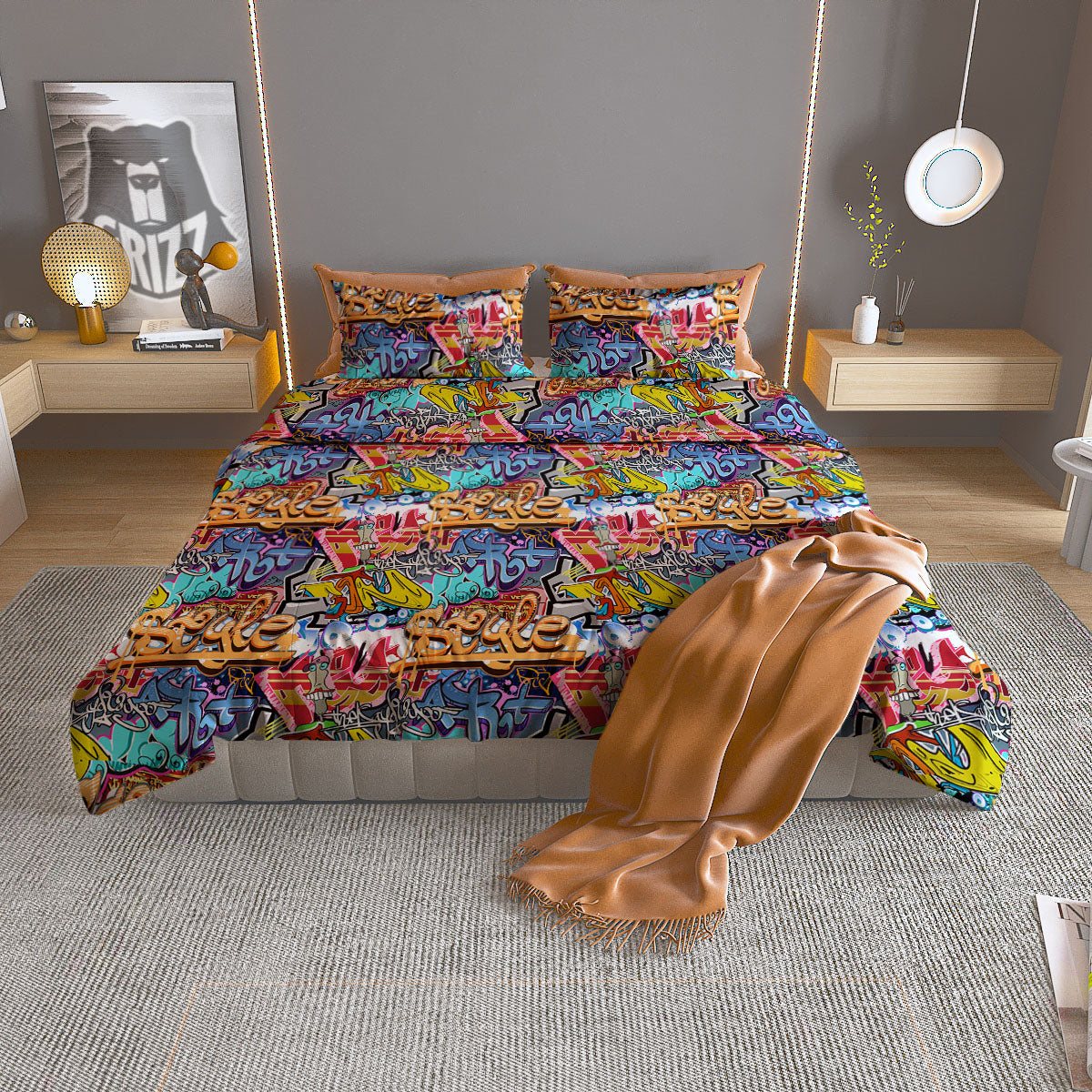 Graffiti Wall Print Duvet Cover Bedding Set