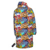 Graffiti Wall Print Long Down Jacket-grizzshop