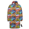 Graffiti Wall Print Long Down Jacket-grizzshop