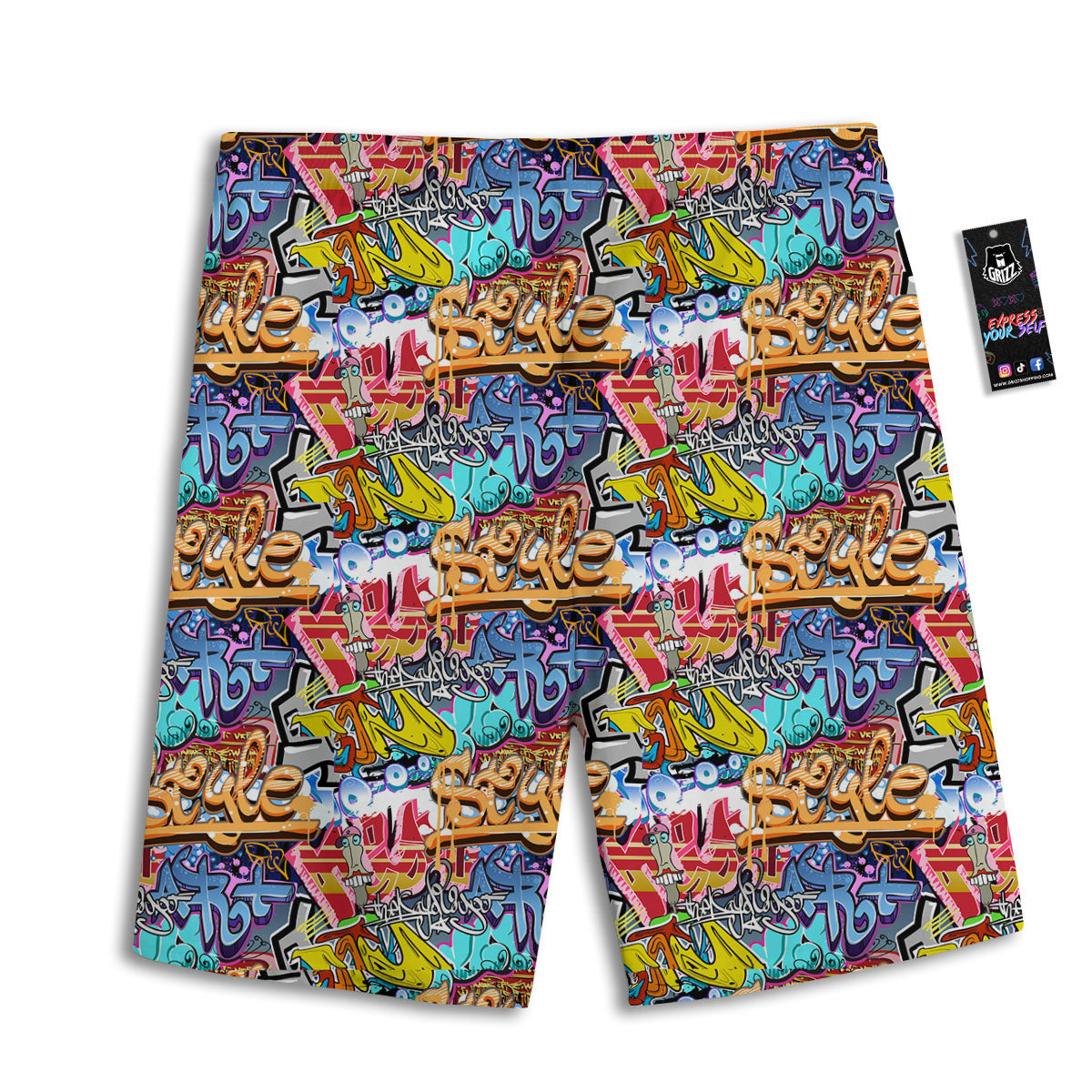 Houndstooth Blue And Orange Print Men's Athletic Shorts