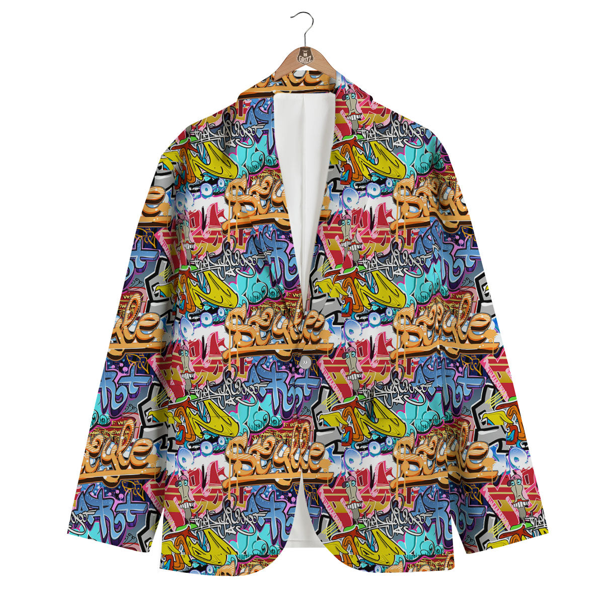 Graffiti Wall Print Men's Blazer-grizzshop