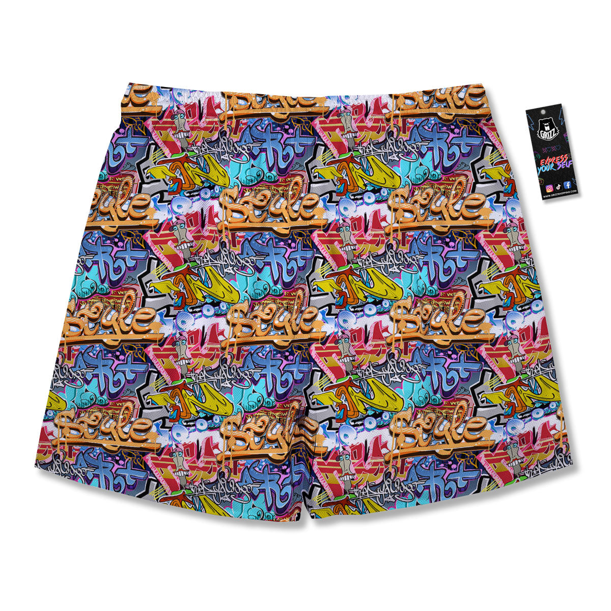 Graffiti Wall Print Men's Running Shorts-grizzshop