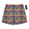 Graffiti Wall Print Men's Running Shorts-grizzshop