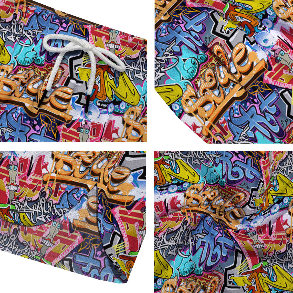 Graffiti Wall Print Men's Running Shorts-grizzshop