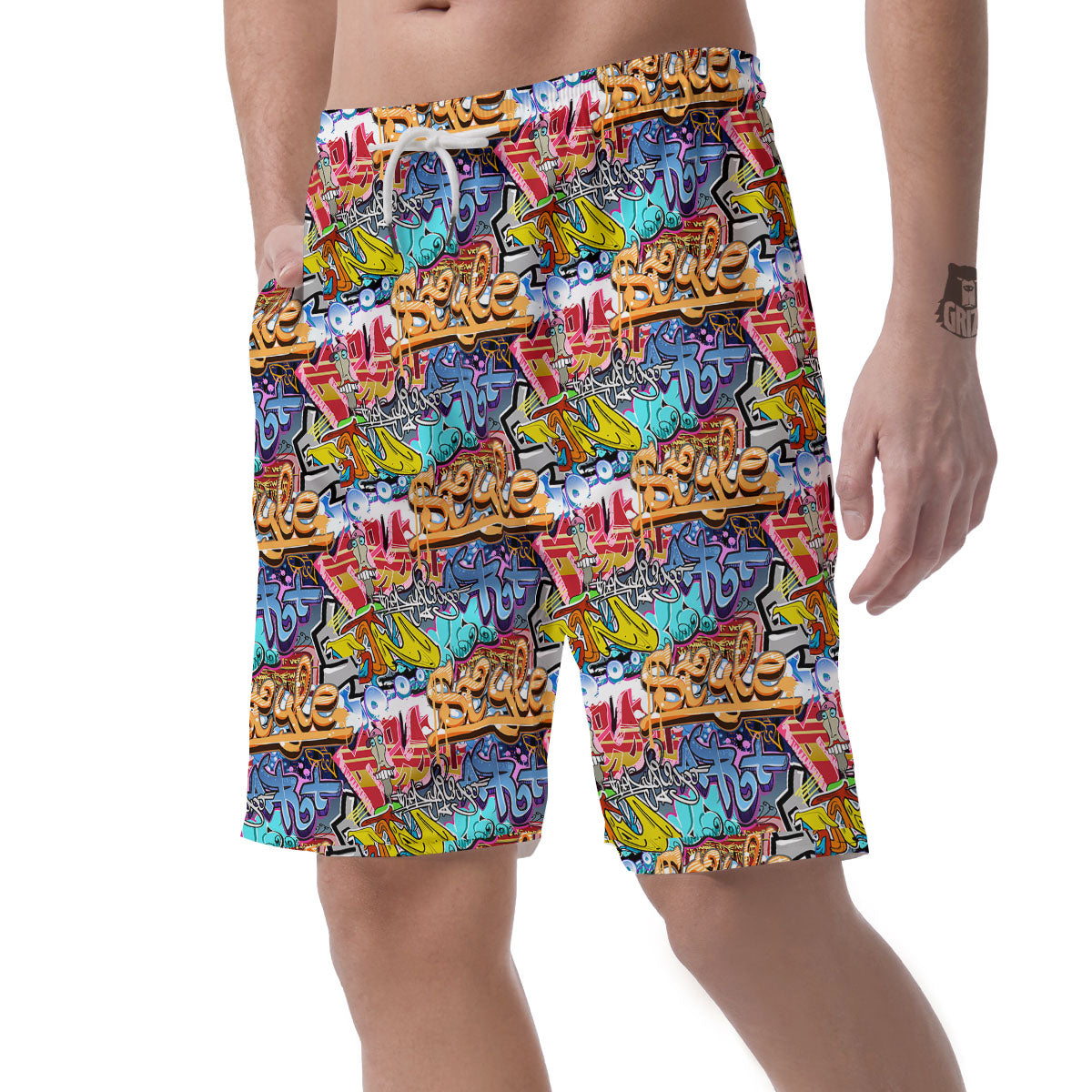 Graffiti Wall Print Men's Shorts-grizzshop
