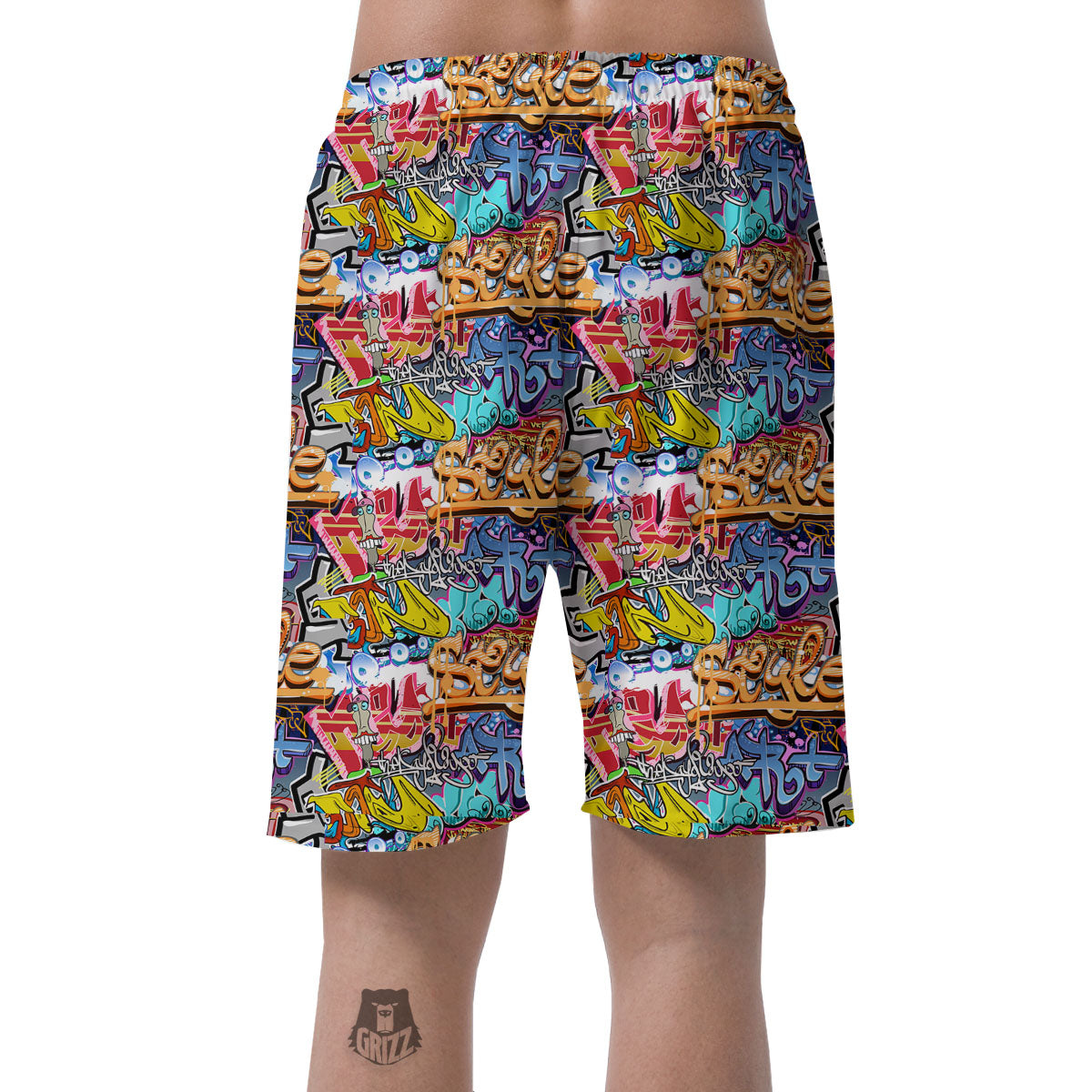 Graffiti Wall Print Men's Shorts-grizzshop