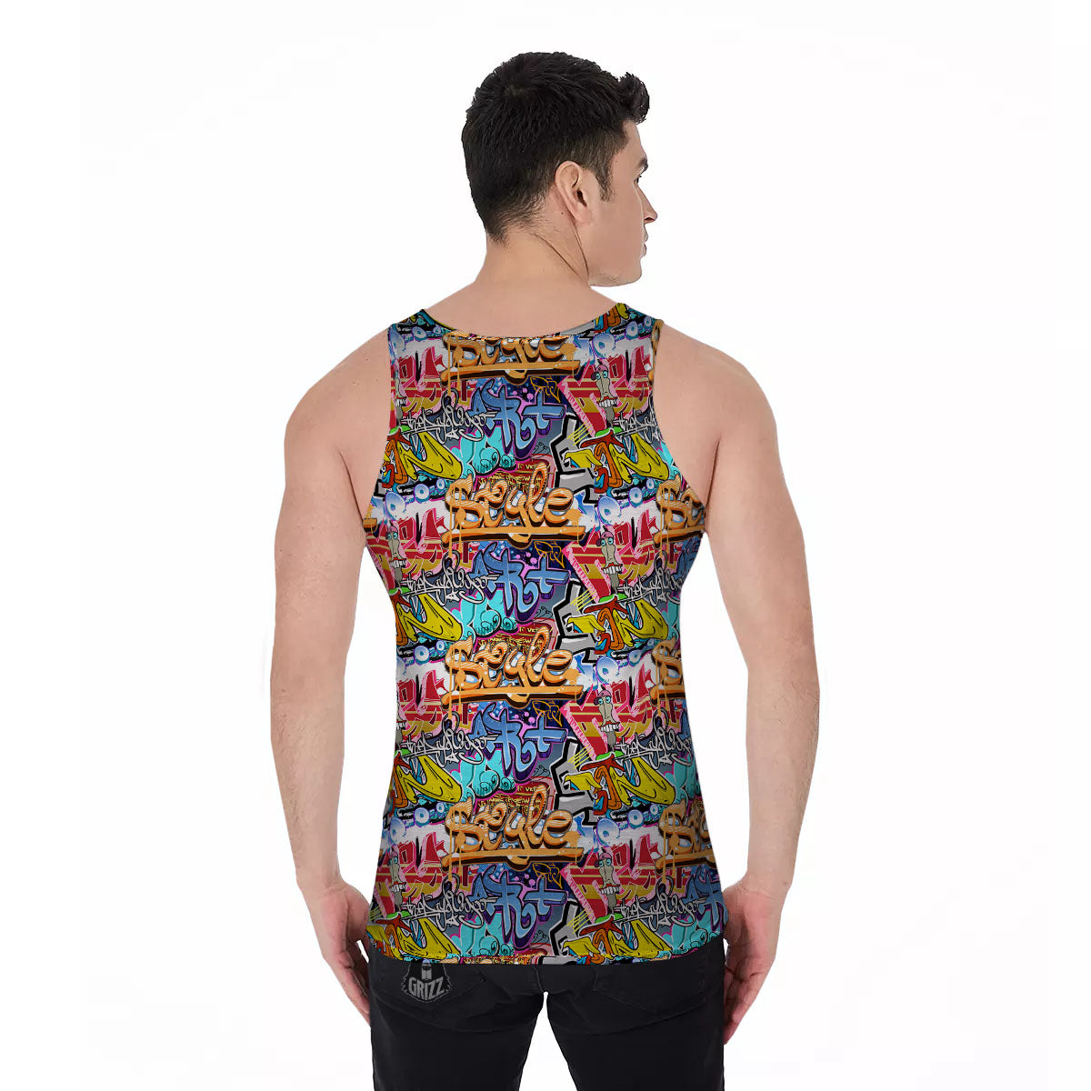 Graffiti Wall Print Men's Tank Top-grizzshop