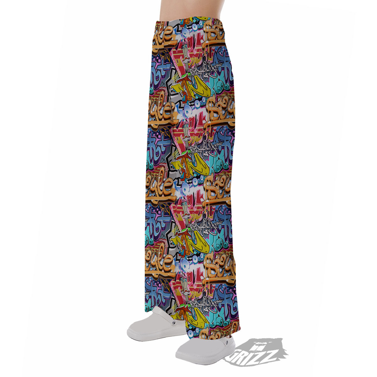 Graffiti Wall Print Pajama Pants-grizzshop