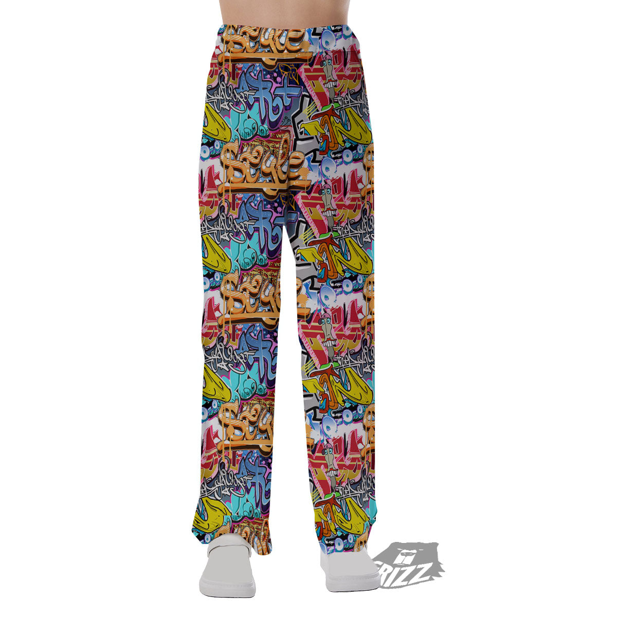 Graffiti Wall Print Pajama Pants-grizzshop