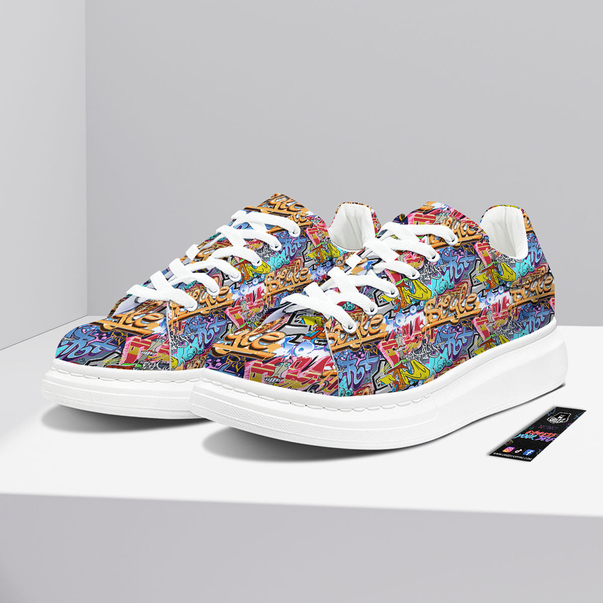 Graffiti Wall Print Platform Shoes-grizzshop