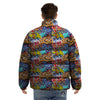 Graffiti Wall Print Puffer Jacket-grizzshop