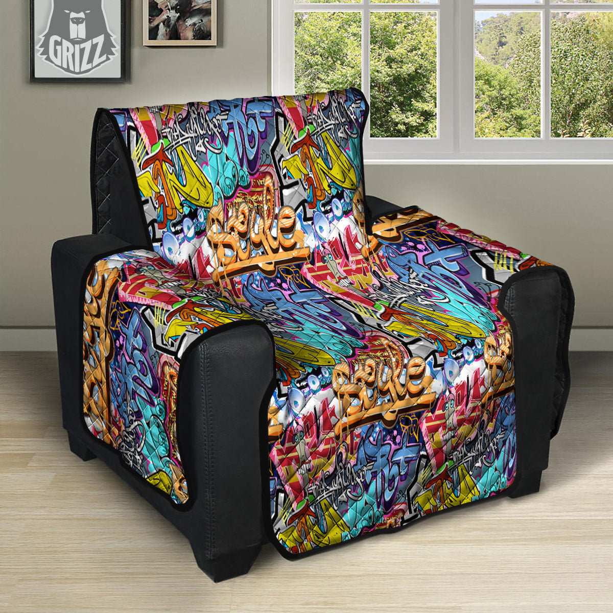 Graffiti Wall Print Recliner Protector-grizzshop