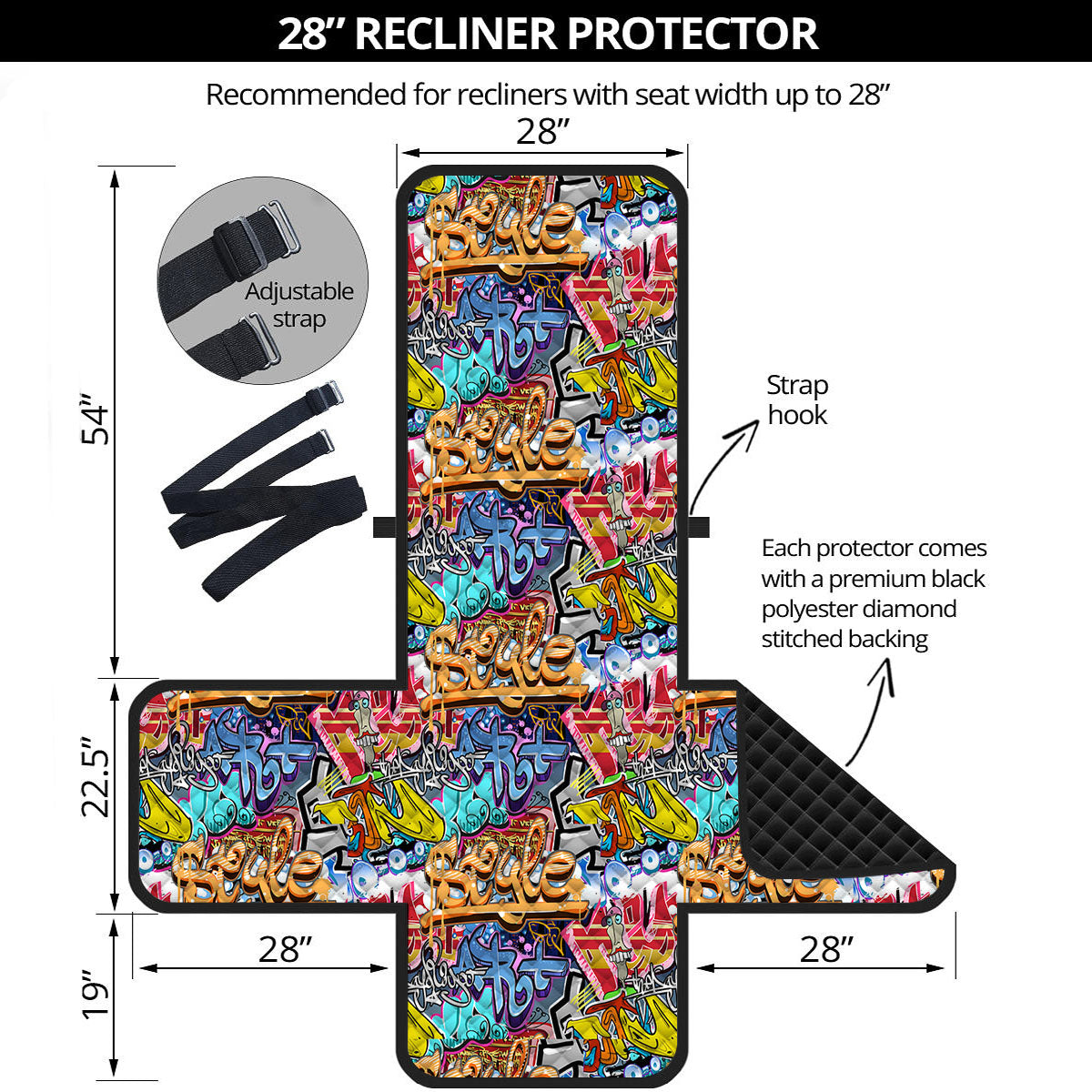 Graffiti Wall Print Recliner Protector-grizzshop