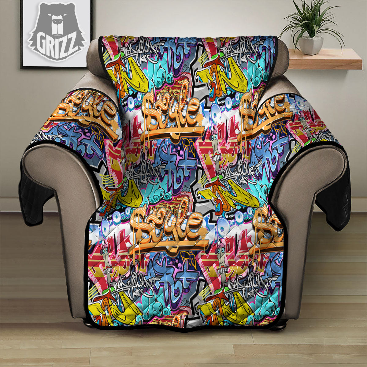 Graffiti Wall Print Recliner Protector-grizzshop