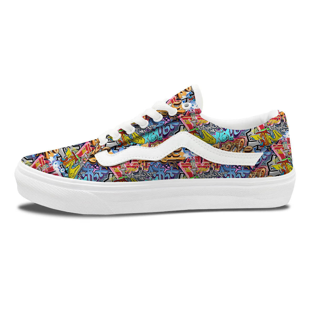 Graffiti Wall Print Skate Shoes-grizzshop