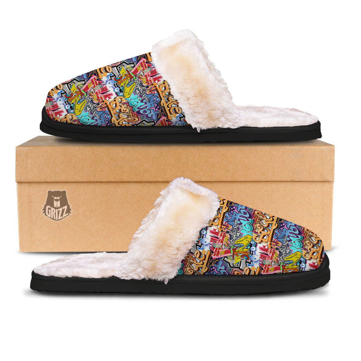 Graffiti Wall Print Slippers-grizzshop