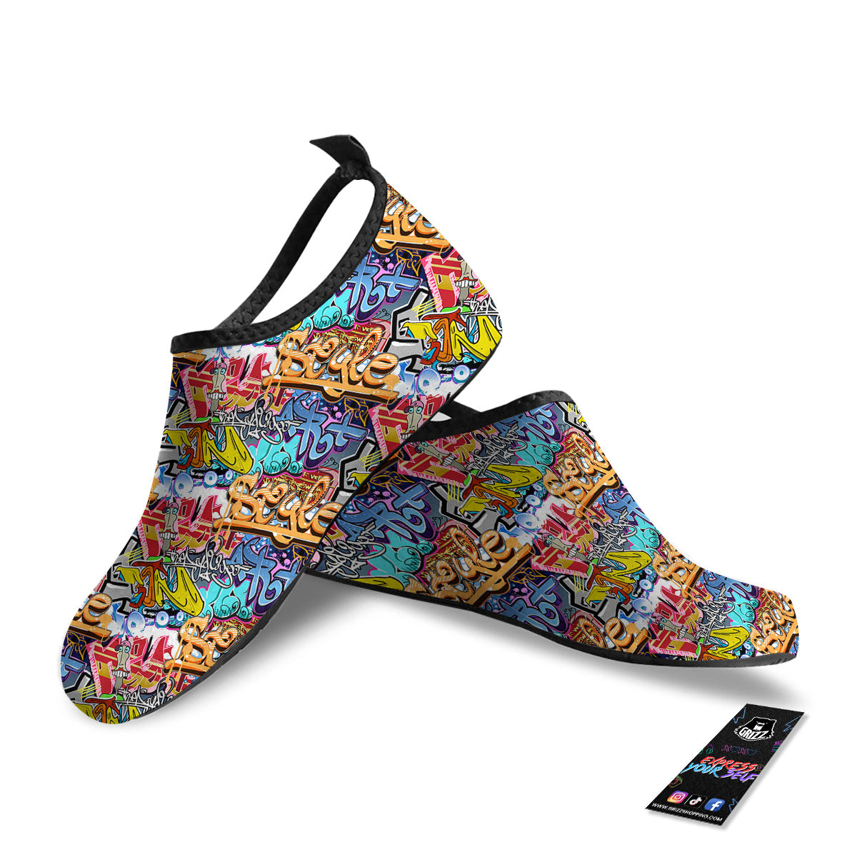 Graffiti Wall Print Water Shoes-grizzshop