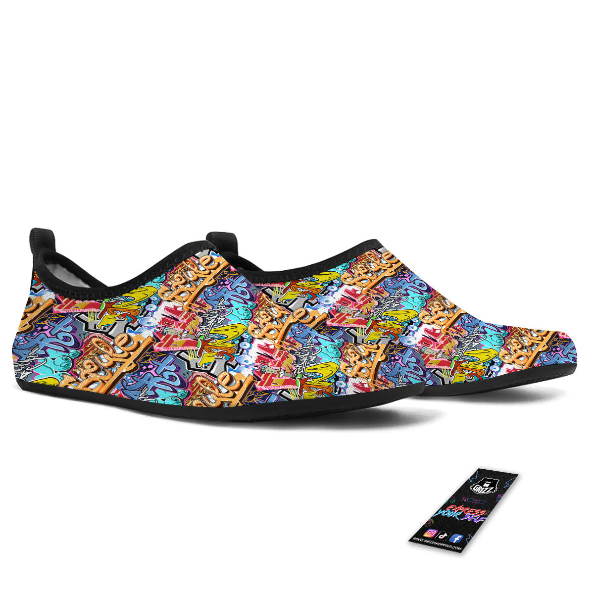 Graffiti Wall Print Water Shoes-grizzshop