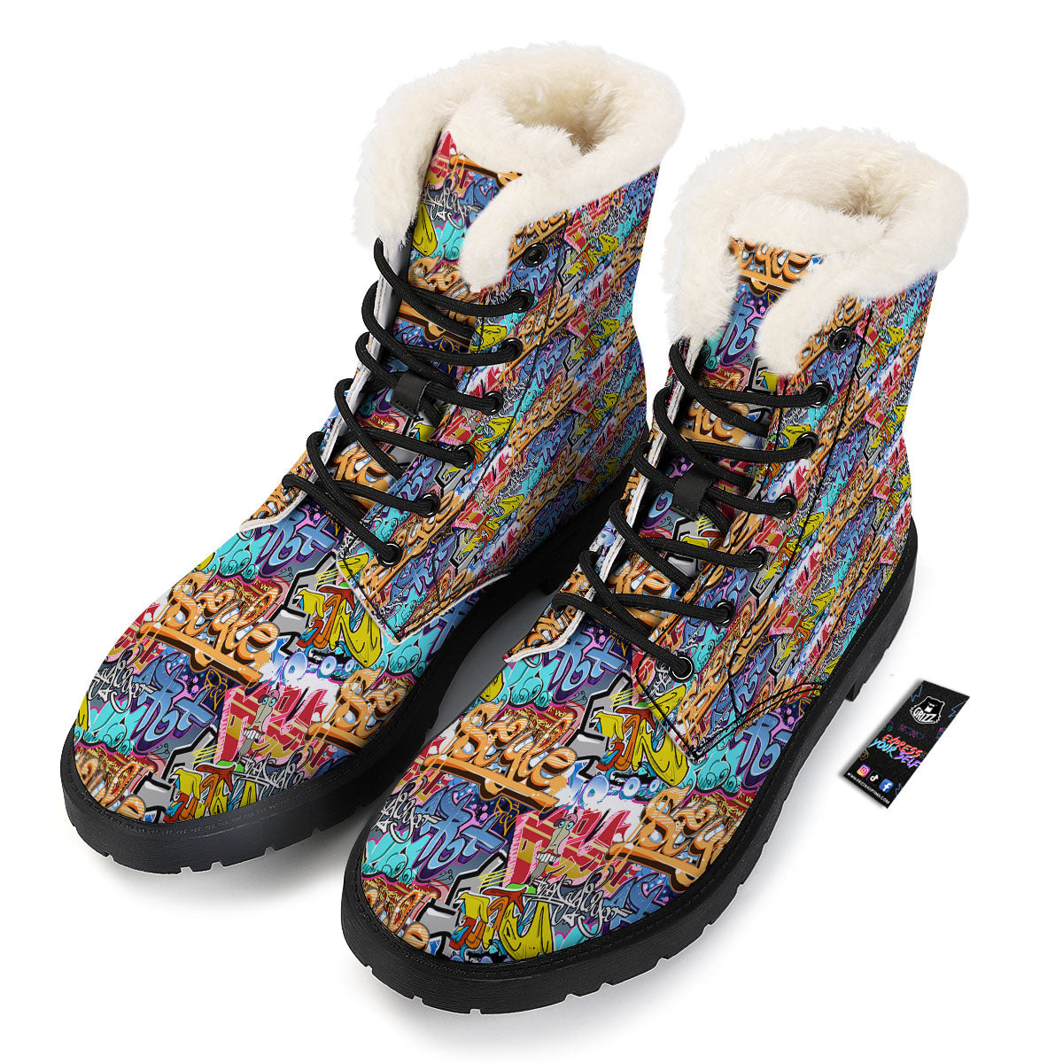 Graffiti Wall Print Winter Boots-grizzshop