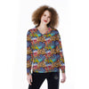 Graffiti Wall Print Women's Long Sleeve Shirts-grizzshop