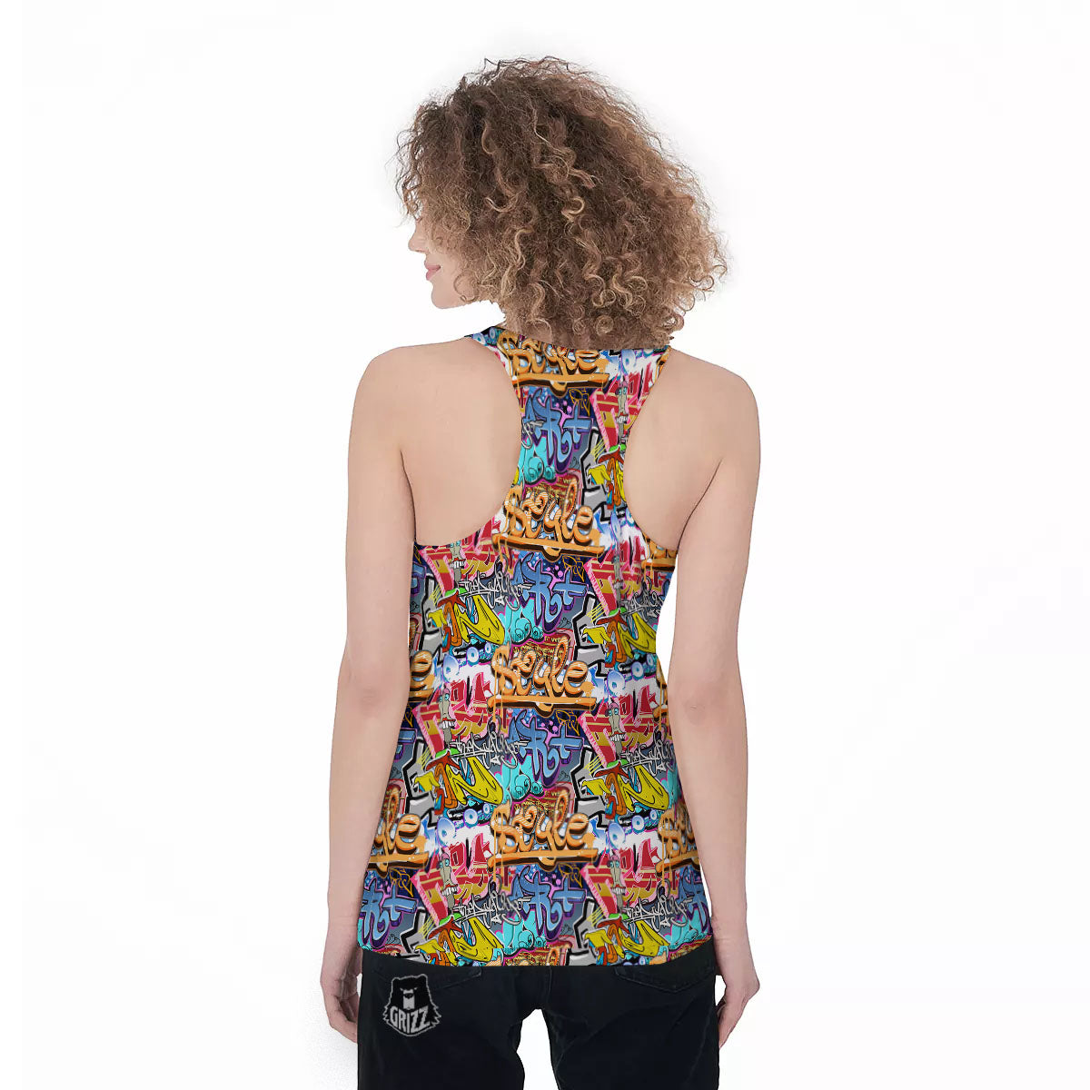 Graffiti Wall Print Women's Racerback Tank Top-grizzshop