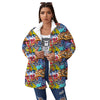 Graffiti Wall Print Women's Sherpa Jacket-grizzshop