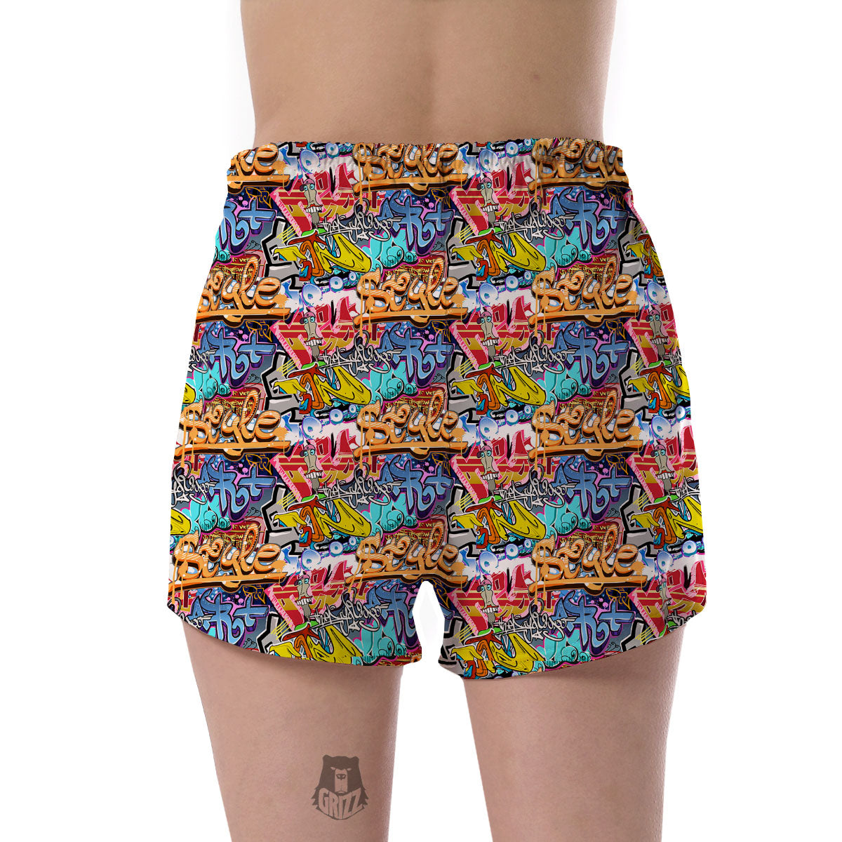 Graffiti Wall Print Women's Shorts-grizzshop